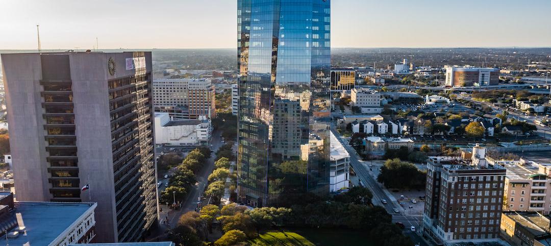 Frost Tower in San Antonio, Top 95 University Construction Firms, 2019 Giants 300 Report, Photo courtesy of Weston Urban, KDC, White Cloud Drones, Clark Group 