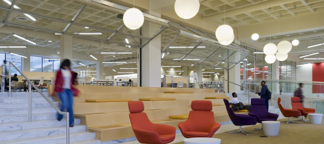 The 2010 interior renovation transformed an existing 1980s library into a dynami