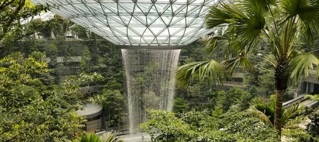 The Rain Vortex indoor waterfall in the Jewel 