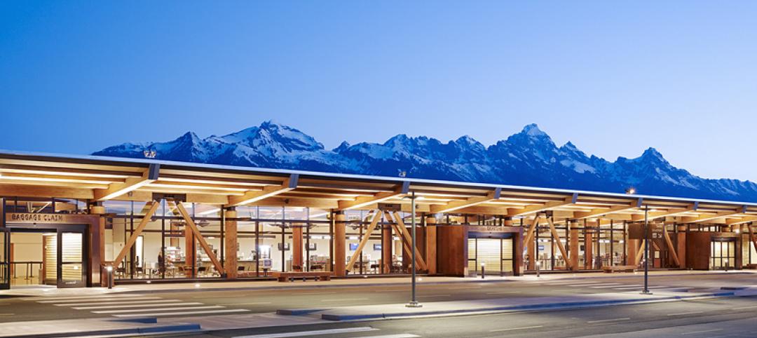 Exposed glulam framework offers quiet complement to Jackson Hole airport’s mountain backdrop