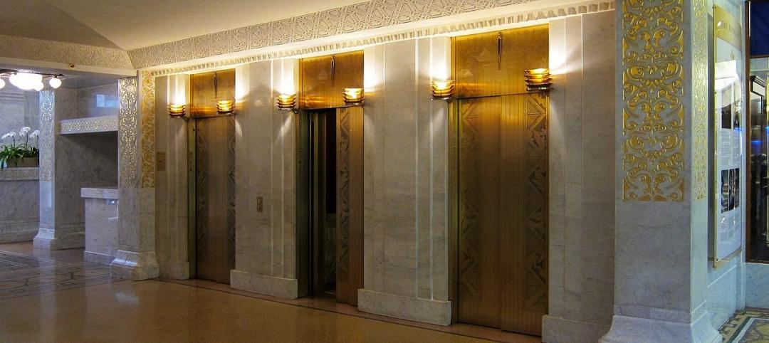 An glass elevator