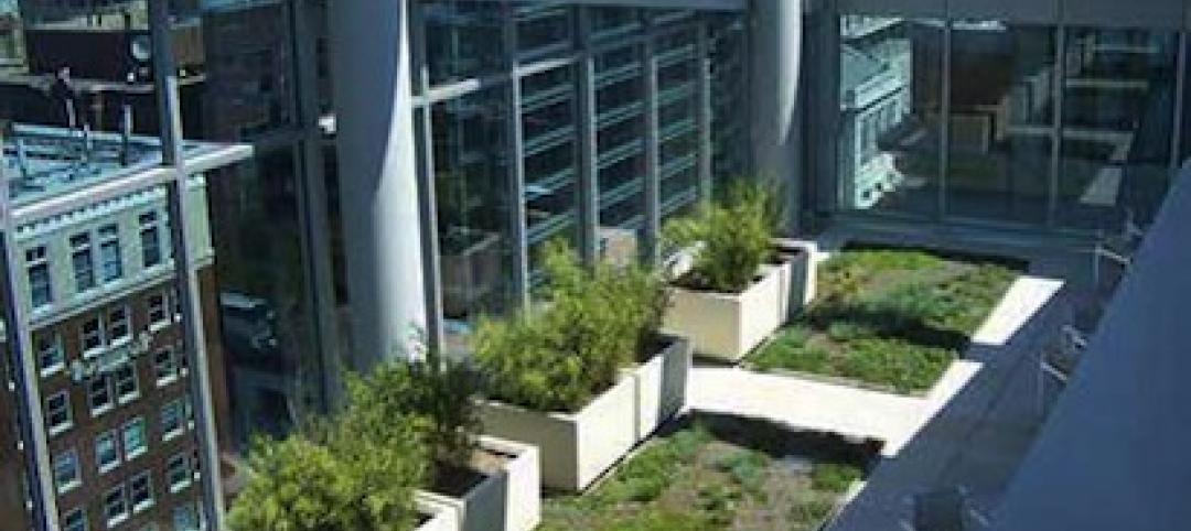 A Washington, D.C., office building incorporates plantings to maximize curb appe