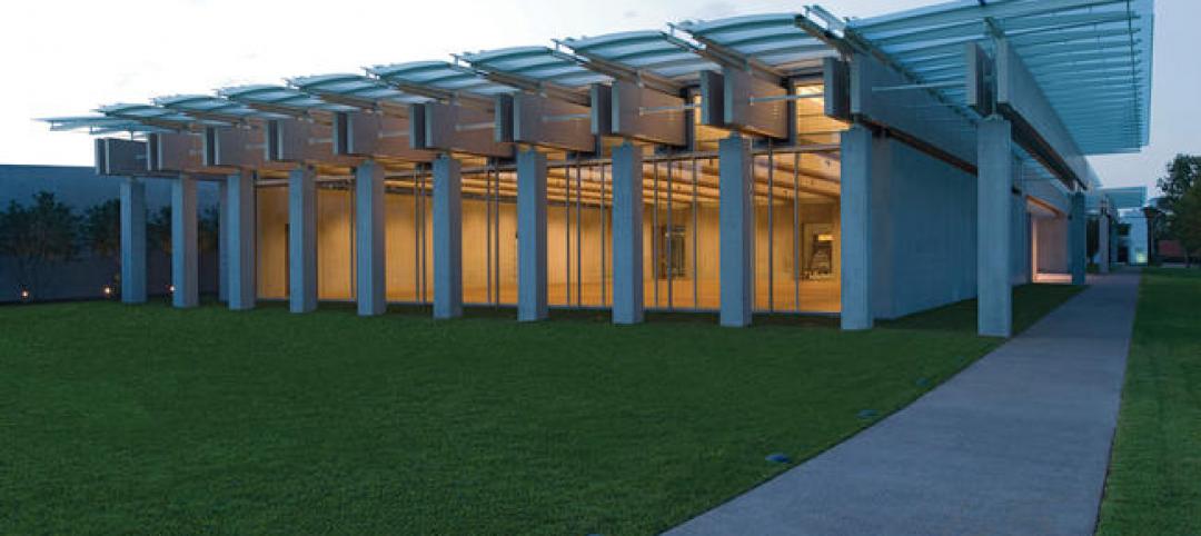 South view, Renzo Piano Pavilion, September 2013. Kimbell Art Museum, Fort Worth