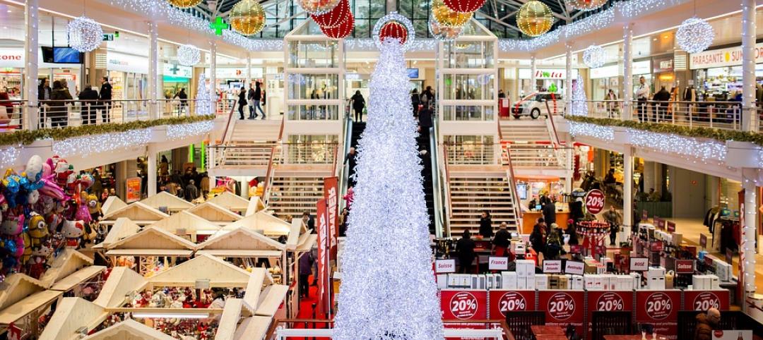 A shopping center during Christmas