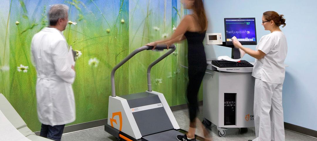Woman on treadmill in healthcare facility