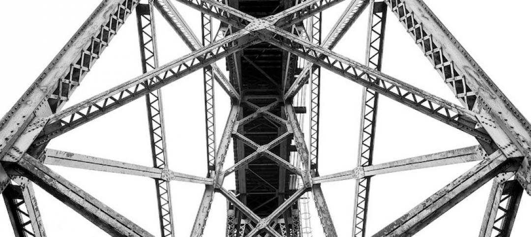 A steel bridge from underneath