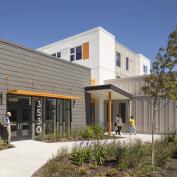 Exterior of essential housing affordable housing development Cocoon House in Washington