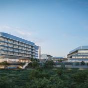 Rendering of the UCI Medical Center in Irvine, Calif., touted to be the nation's first all-electric healthcare facility. images: CO Architects