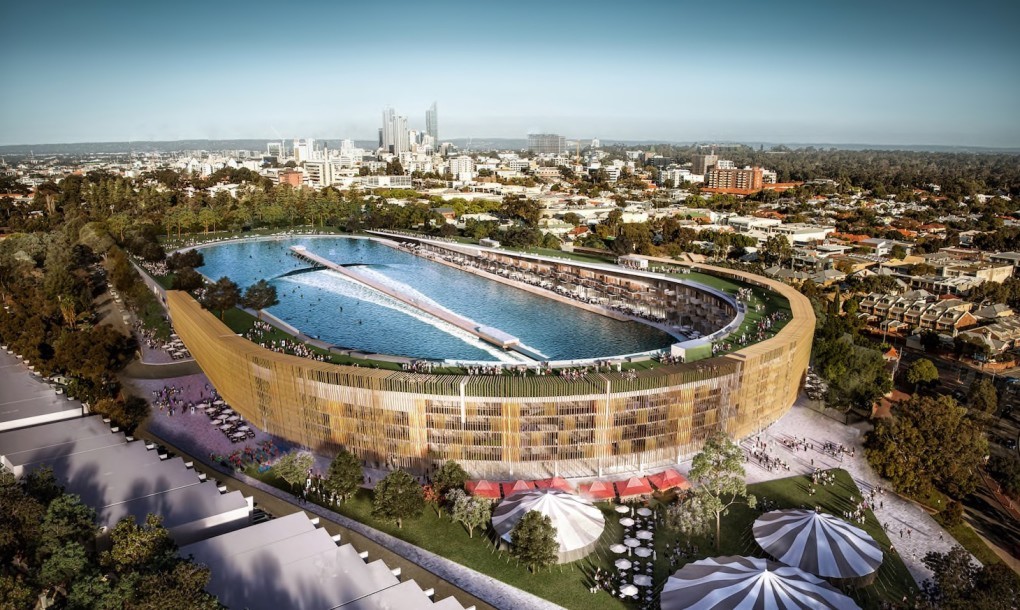 MJA Studio proposes to turn old Australian stadium into a complex with giant surf pool