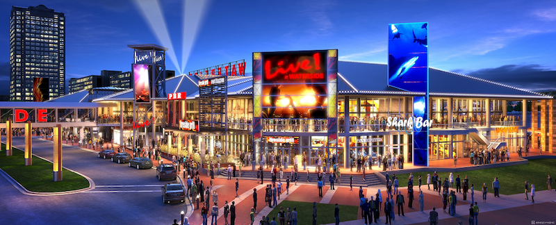 A rendering of the mixed-use sports and entertainment district Waterside Live!