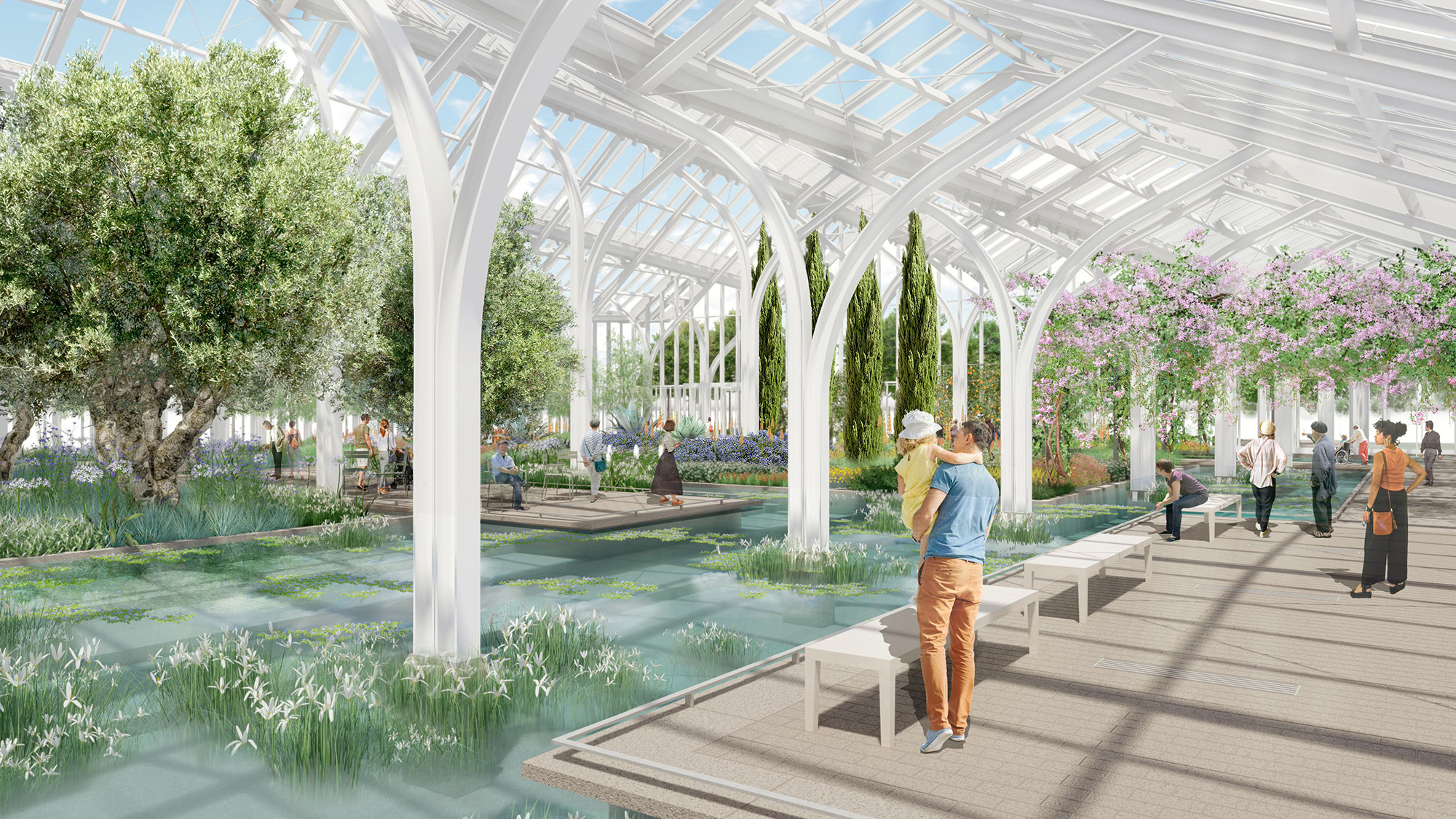 Rendering of people in conservatory