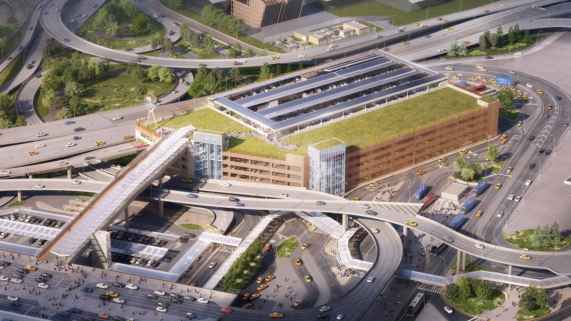 JFK Airport’s future Central Terminal Area Roadways, Utilities and Ground Transportation Center aerial view