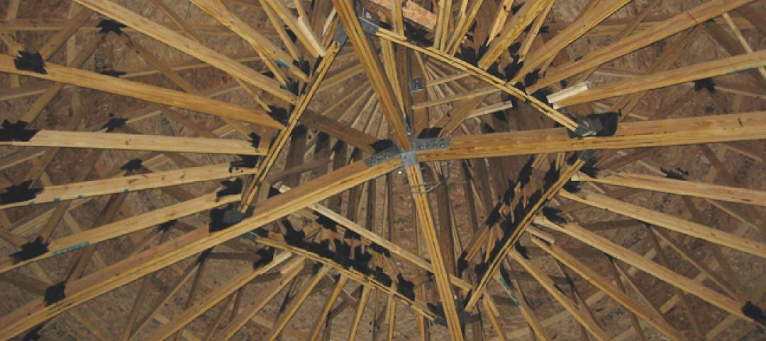 Wood truss ceiling in a salt storage building 