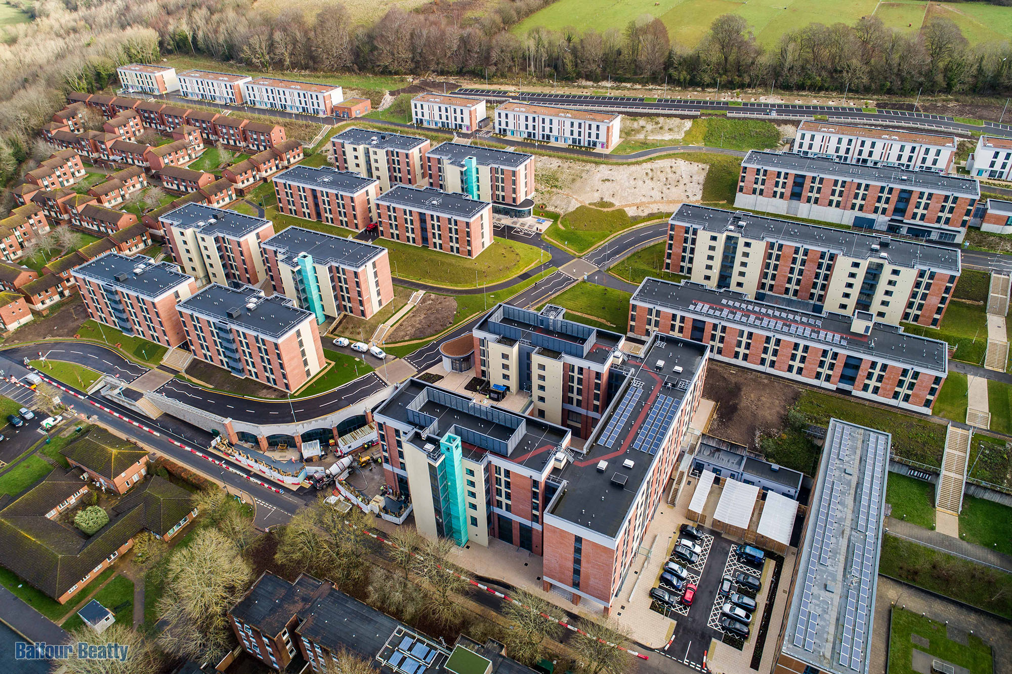 University of Sussex, East Slopes Residencies aerial view